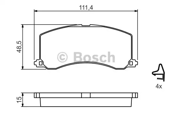 Комплект тормозных колодок BOSCH 0 986 424 465 (BP234, 23 400, 7557D677, 90R-010315/002)