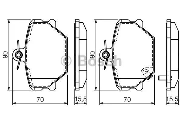 Комплект тормозных колодок BOSCH 0 986 424 471 (BP240, E1 90R-011195/114, 21998)