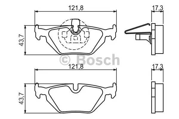 Комплект тормозных колодок BOSCH 0 986 424 484 (BP252, E1 90R-011195/081, 21934, 7286D692; 7567D692; 7737D763)