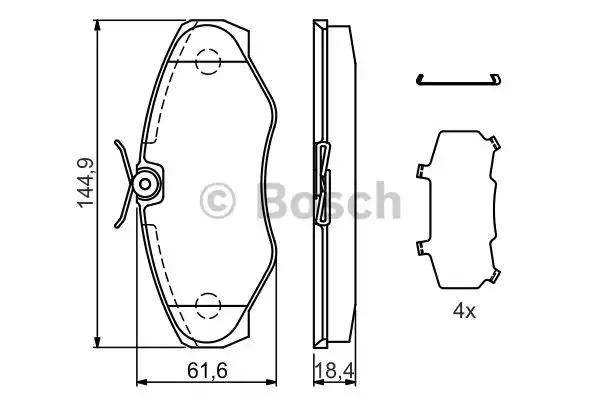 Комплект тормозных колодок BOSCH 0 986 424 531 (BP284, E1 90R-011096/654, 23099, 8699D150)