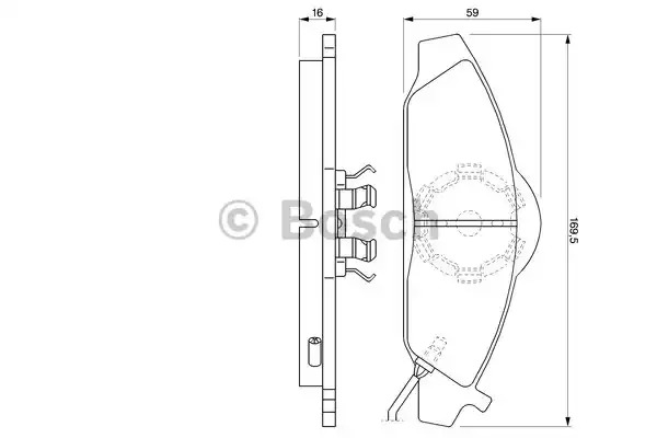 Комплект тормозных колодок BOSCH 0 986 424 551 (BP301, 23 230, 90R-011096/772)