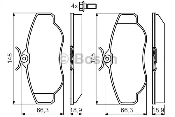 Комплект тормозных колодок BOSCH 0 986 424 565 (BP312, E1 90R - 011076/853, 23 452, 7556D676)