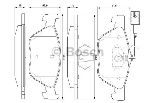 Комплект тормозных колодок BOSCH 0 986 424 576 (BP322, E1 90R-01139/048, 21636)