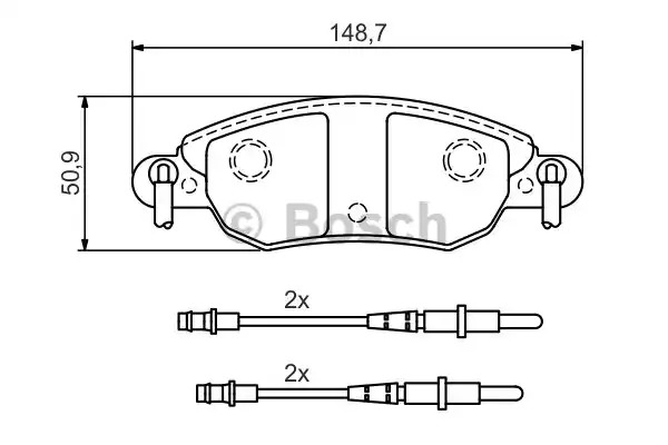 Комплект тормозных колодок BOSCH 0 986 424 598 (BP340, 23 276, 90R-010304/002)