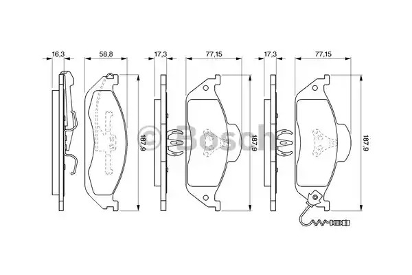 Комплект тормозных колодок BOSCH 0 986 424 611 (BP342, E9 90R-02A1080/3448, 23193)