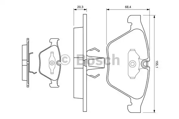 Комплект тормозных колодок BOSCH 0 986 494 036 (BP367, E9 90R - 02A1080/3447, 23 312)