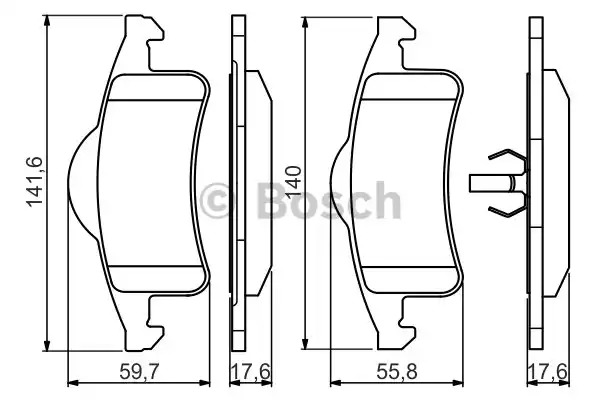 Комплект тормозных колодок BOSCH 0 986 424 665 (BP381, E9 90R-02A0871/1502, 23338, 7704D831)