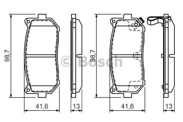 Комплект тормозных колодок BOSCH 0 986 424 693 (BP406, E9 90R-02A1081/0271, 23455, 7642D775)