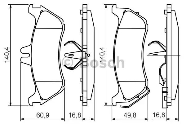 Комплект тормозных колодок BOSCH 0 986 424 708 (BP421, E9 90R-02A0871/0393, 23190, 7629D761; 7750D875)