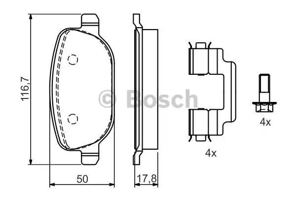 Комплект тормозных колодок BOSCH 0 986 424 775 (BP479, E1 90R-011195/270, 23 760)