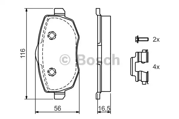 Комплект тормозных колодок BOSCH 0 986 424 792 (BP933, E1 90R-011195/023, 24 073)