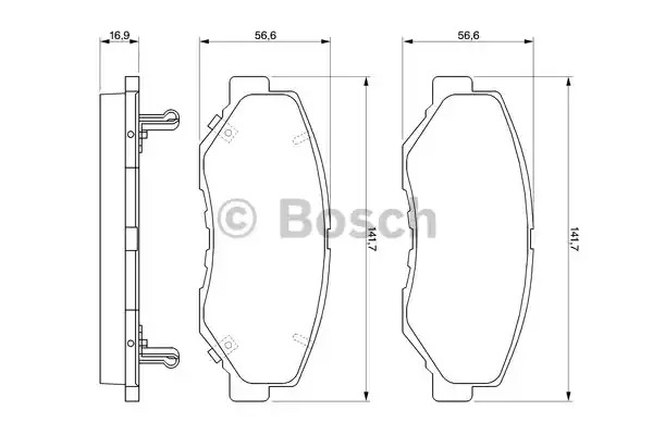 Комплект тормозных колодок BOSCH 0 986 424 809 (BP947, E1-90R-011075/2046, 23868, 7795D914; 7844D943)