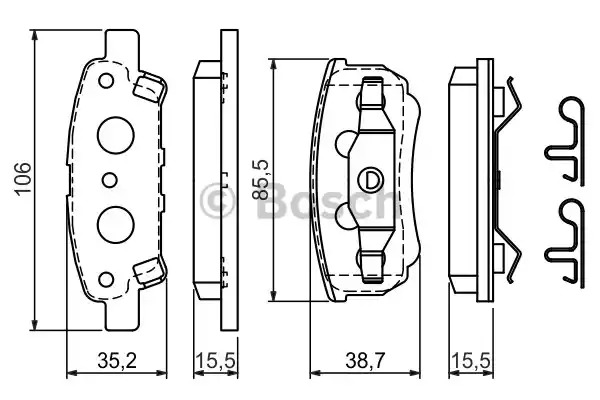 Комплект тормозных колодок BOSCH 0 986 424 814 (BP952, E1 90R-011209/033, 24014, 7940D103)