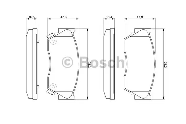 Комплект тормозных колодок BOSCH 0 986 460 997 (BP563, 21 659, 7359D510; 7389D510, 90R-01513/029)