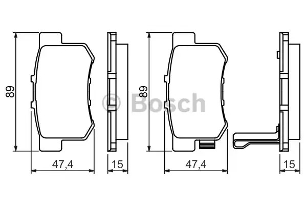 Комплект тормозных колодок BOSCH 0 986 461 006 (BP565, E1 90R-011078/1624, 21721, 7218D365; 7256D365; 7418D537)