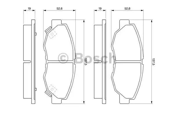 Комплект тормозных колодок BOSCH 0 986 461 124 (BP575, E1 90R - 011075/869, 21 499, 7345D465; 7573D465)