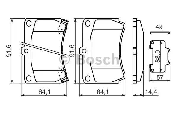 Комплект тормозных колодок BOSCH 0 986 461 141 (BP590, E3 90R-01 0/724, 21655, 7219AD46; 7219D466; 7613D466)