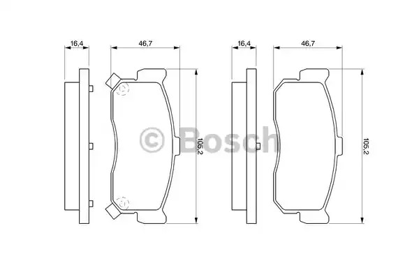 Комплект тормозных колодок BOSCH 0 986 461 144 (BP593, E1 90R-011078/1625, 21713, 7421D540; 7533D540; 7421D595)