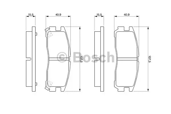 Комплект тормозных колодок BOSCH 0 986 461 145 (BP594, E1 90R - 011078/864, 21 708, 7272D383)