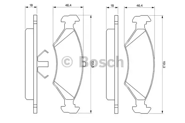 Комплект тормозных колодок BOSCH 0 986 466 402 (BP684, E1 90R - 011075/836, 20 640)