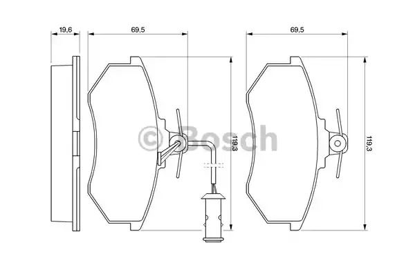 Комплект тормозных колодок BOSCH 0 986 466 693 (BP690, 20 168, 90R-010220/002)