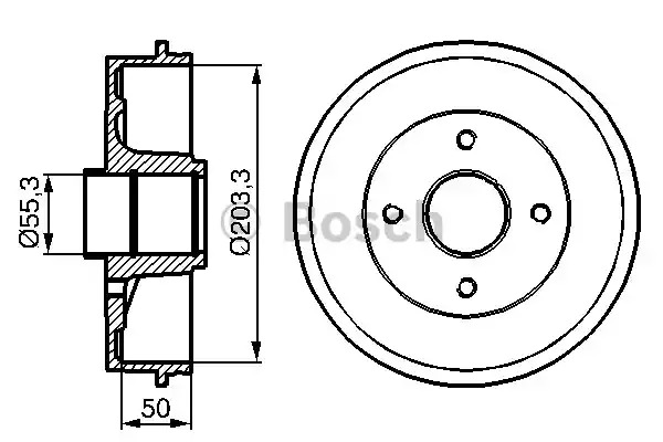 Тормозный барабан BOSCH 0 986 477 121 (DB195)