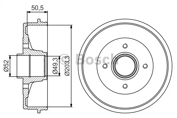 Тормозный барабан BOSCH 0 986 477 196 (DB267)