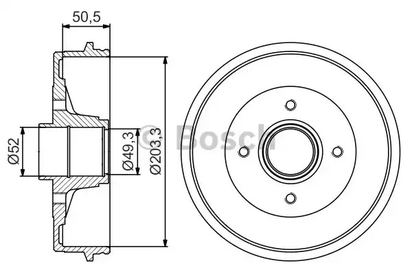 Тормозный барабан BOSCH 0 986 477 210 (DB281)