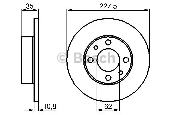 Тормозной диск BOSCH 0 986 478 063 (BD57, E1 90 R - 02C0100/0382)