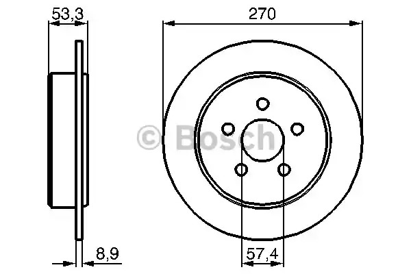 Тормозной диск BOSCH 0 986 478 514 (BD438, E1 90 R - 02C0357/0205)