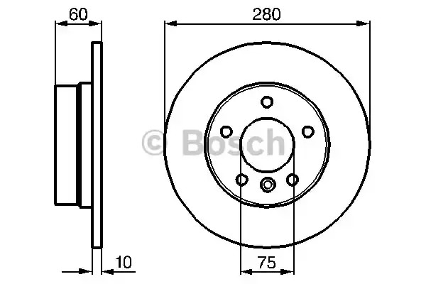 Тормозной диск BOSCH 0 986 478 561 (BD483, E1 90 R -02C0372/0048)