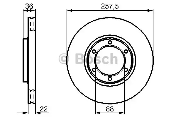 Тормозной диск BOSCH 0 986 478 596 (BD516, E1 90 R - 02C0349/0067)