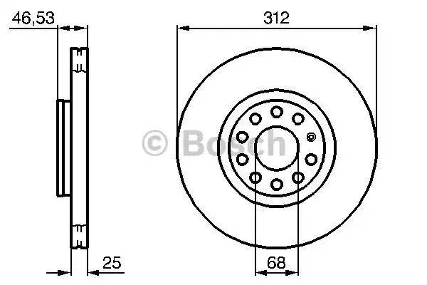 Тормозной диск BOSCH 0 986 479 057 (BD996, E1 90 R -02C0381/0162)