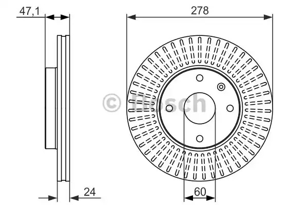 Тормозной диск BOSCH 0 986 479 649 (BD1493, E1 90 R - 02C0074/0448)