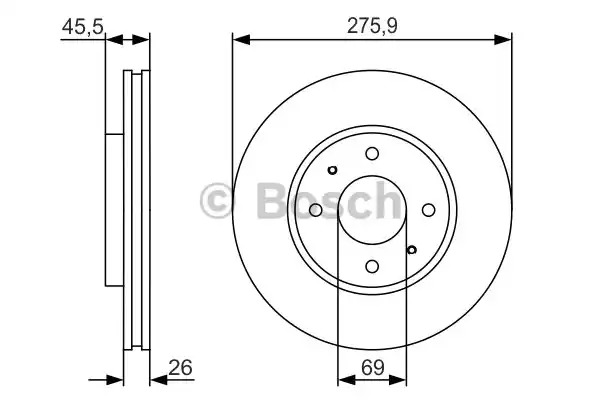 Тормозной диск BOSCH 0 986 479 R94 (BD1890, E1 90R-02C0349/1004)