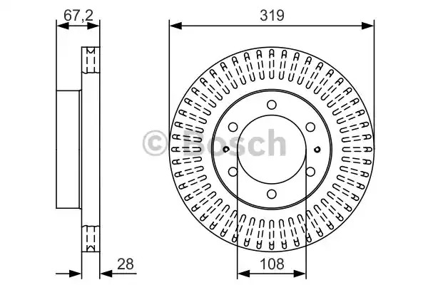 Тормозной диск BOSCH 0 986 479 T36 (BD1835, E1 90 R - 02C0074/0604)