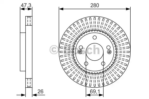 Тормозной диск BOSCH 0 986 479 U10 (BD2273, E11 90R-02C01123/27466)