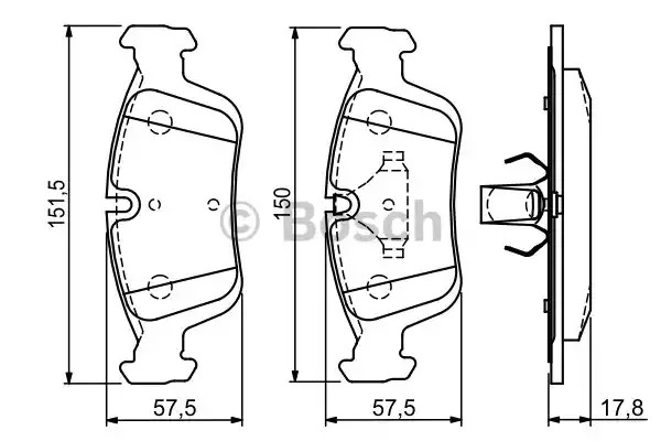 Комплект тормозных колодок BOSCH 0 986 494 015 (BP251, E1 90R-011199/109, 23288, 7437D558; 7649D781)