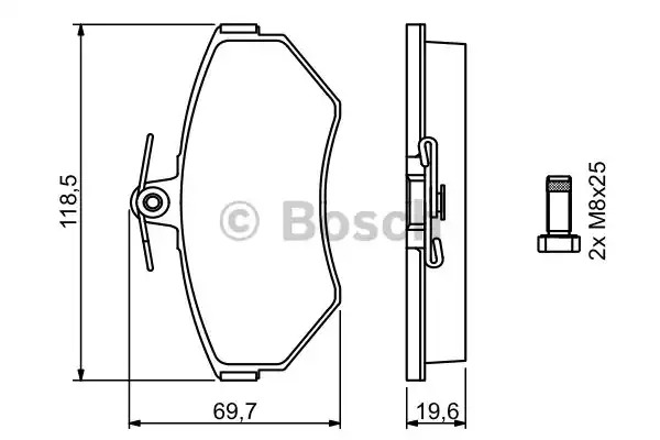 Комплект тормозных колодок BOSCH 0 986 494 021 (BP267, 21 945, 90R-010219/002)