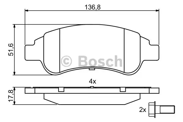 Комплект тормозных колодок BOSCH 0 986 494 027 (BP318, D1213, E13 90R-010224/002, 23 599)