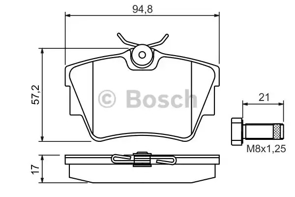 Комплект тормозных колодок BOSCH 0 986 494 040 (BP378, E13 90R-010275/002, 23980, 7685D808)