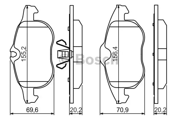 Комплект тормозных колодок BOSCH 0 986 494 044 (BP393, E1 90R - 011075/812, 23738, 8497D138; 7873D972)