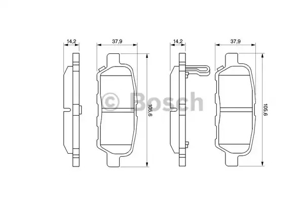 Комплект тормозных колодок BOSCH 0 986 494 090 (BP1000, E1 90R - 011078/1053, 23 871, 7784D905)