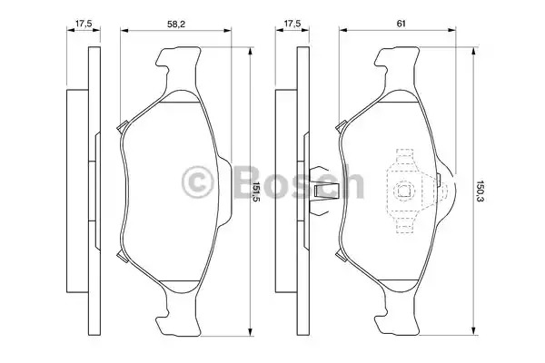 Комплект тормозных колодок BOSCH 0 986 494 101 (BP1011, E1 90R-02A0134/0075, 24022)