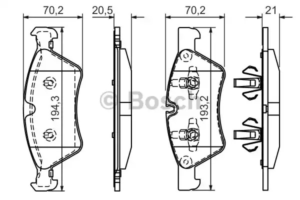 Комплект тормозных колодок BOSCH 0 986 494 165 (BP1076, E9 90R-02A1080/1400, 23922, 8229D112; 8388D127)