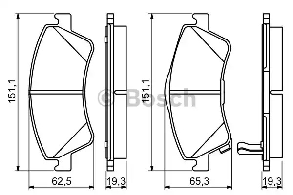 Комплект тормозных колодок BOSCH 0 986 494 187 (BP1134, E9-90R-01870/2340, 24204)