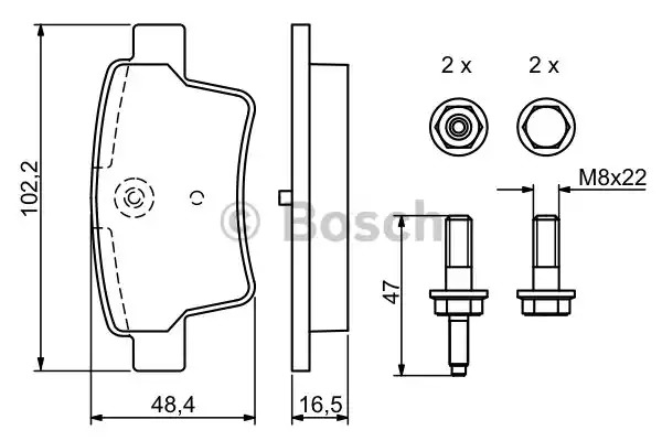 Комплект тормозных колодок BOSCH 0 986 494 199 (BP1110, E9 90R-01834/1666, 24540)