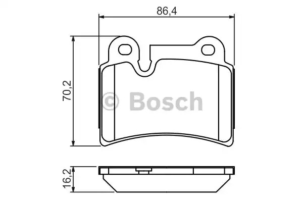 Комплект тормозных колодок BOSCH 0 986 494 210 (BP1146, E1-90R-011076/1637, 24097, 8393D1277)