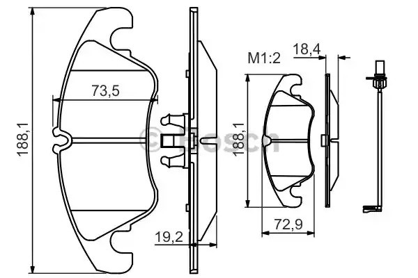 Комплект тормозных колодок BOSCH 0 986 494 259 (BP1131, E1-90R-011075/1312, 24408, 8434D1322)