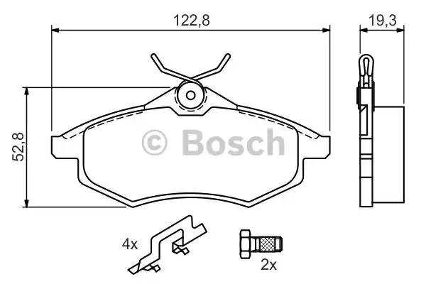 Комплект тормозных колодок BOSCH 0 986 494 262 (BP1309, E1 90R-011195/053, 23407)